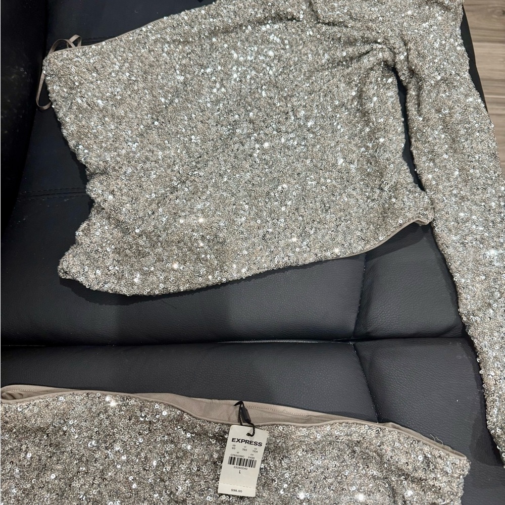 Express Silver Strapless Sequin Dress - Picture 6 of 6